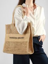 Sac Port� �paule Cabas Raphia Raphia Vanessa bruno Beige cabas raphia 60V40892-vue-porte