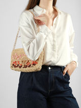 Sac Bandouli�re Moon Raphia Vanessa bruno Beige moon raphia 24V40533-vue-porte