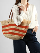 Shoulder Bag Cabas Raphia Raphia Vanessa bruno Orange cabas raphia 23V40928-vue-porte