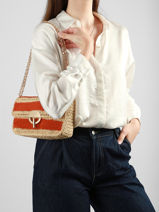 Sac Bandouli�re Moon Raphia Raphia Vanessa bruno Orange moon raphia 23V40533-vue-porte