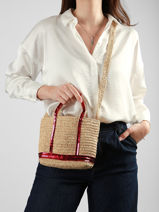 Crossbody Bag Baby Cabas Raffia Sequins Vanessa bruno Beige cabas raphia 64V40410-vue-porte