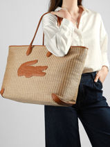 Sac Port� �paule Summer Raphia Lacoste Beige summer NF5247PB-vue-porte