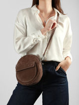 Sac Bandouli�re Dorine Cuir Daim Nathan baume Marron nathan 32PS-vue-porte