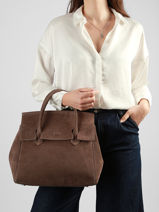 Suede Leather Clara Handbag Nathan baume Brown nathan 2S-vue-porte