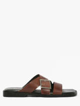 Slippers In Leather Pavement Brown women 25276