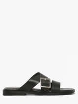 Slippers In Leather Pavement Black women 25276