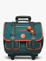 Cartable � Roulettes 2 Compartiments Cameleon Orange vintage urban CR38