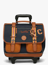 Cartable � Roulettes 2 Compartiments Cameleon Bleu vintage urban CR38