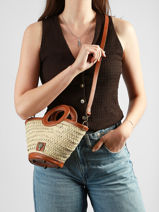 Sac Port� Main Estival Le voyage en panier Beige estival PM927-vue-porte
