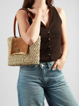 Shoulder Bag Estival Le voyage en panier Beige estival PM946-vue-porte