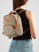 Backpack Le voyage en panier Beige resille PM957-vue-porte