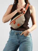 Belt Bag Le voyage en panier Beige resille PM958-vue-porte