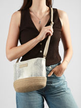Crossbody Bag Iris� Raffia Le voyage en panier White guimauve PM289-vue-porte
