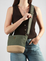 Sac Bandouli�re City Coton Le voyage en panier Vert city PM962-vue-porte