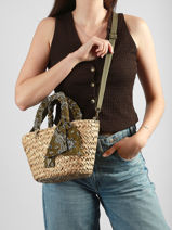 Satchel Bandana Straw Le voyage en panier Green bandana PM968-vue-porte