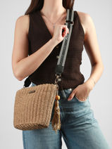Sac Bandouli�re St Tropez Paille Miniprix Marron st tropez C1079-vue-porte