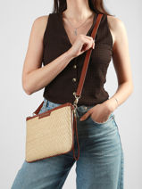Shoulder Bag Demetra Straw Valentino Beige demetra VBS9R917-vue-porte