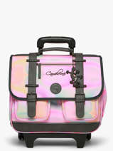 Cartable � Roulettes Enfant 2 Compartiments Cameleon Rose vintage fantasy CR38