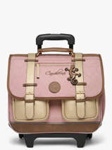 Cartable � Roulettes Enfant 2 Compartiments Cameleon Rose vintage fantasy CR38