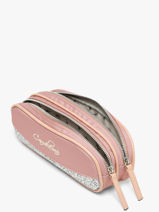 Pencil Case For Kids 2 Compartments Vintage Fantasy Cameleon Pink vintage fantasy TROU-vue-porte