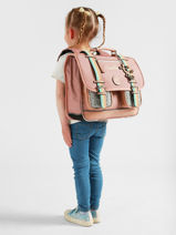 Satchel For Kids 2 Compartments Cameleon Pink vintage fantasy CA35-vue-porte