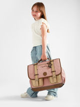 Satchel For Kids 3 Compartments Cameleon Brown vintage fantasy CA41-vue-porte