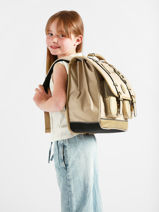 Satchel For Kids 3 Compartments Cameleon Beige vintage fantasy CA41-vue-porte