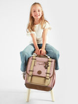2-compartment Backpack Cameleon Pink vintage fantasy SD39-vue-porte