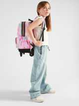2-compartment Wheeled Schoolbag Cameleon Pink vintage fantasy SR40-vue-porte