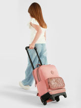Sac A Dos � Roulettes 2 Compartiments Cameleon Rose vintage fantasy SR40-vue-porte