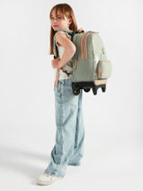 2-compartment Wheeled Schoolbag Cameleon Green vintage fantasy SR40-vue-porte