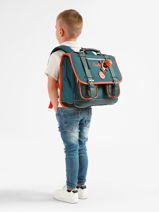 Satchel For Kids 2 Compartments Cameleon Blue vintage urban CA35-vue-porte