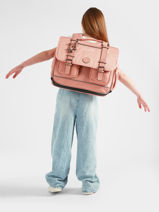 Satchel 3 Compartments Cameleon Pink vintage color VIC-CA41-vue-porte