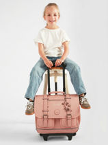 Wheeled Schoolbag 2 Compartments Cameleon Pink vintage color CR38-vue-porte
