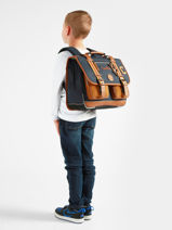 Satchel 2 Compartments Cameleon Blue vintage urban CA38-vue-porte