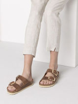 Slippers Arizona Big Buckle Birkenstock Brown women 1011073-vue-porte