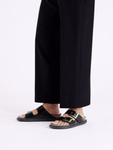 Slippers Arizona Droplet In Leather Birkenstock Black women 1029353-vue-porte