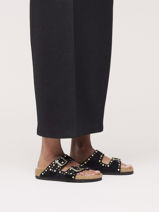 Slippers Arizona Rivet In Leather Birkenstock Black women 1030348-vue-porte