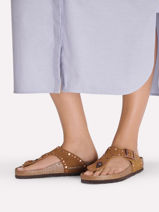 Slippers In Leather Birkenstock Brown women 1031733-vue-porte