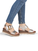 Wedge Sandals In Leather Remonte Gold women 90-vue-porte