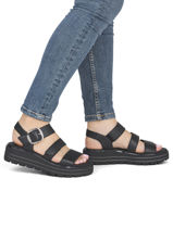 Sandals In Leather Remonte Black women - D3N50-00-vue-porte