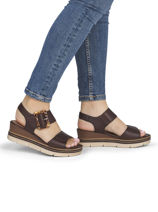 Sandales Talon Compens� En Cuir Remonte Marron women 25-vue-porte