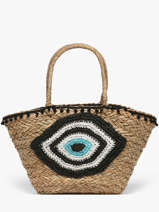 Shoulder Bag Straw Straw Miniprix Black straw B464