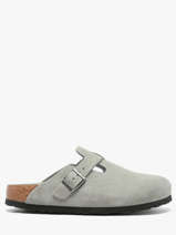 Mules Boston En Cuir Birkenstock Gris women 1031657