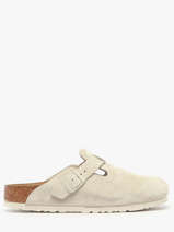 Slippers Boston In Leather Birkenstock White women 1031662