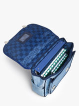 2-compartment Satchel Caramel et cie Blue fier GA-vue-porte