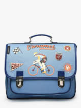 2-compartment Satchel Caramel et cie Blue fier GA