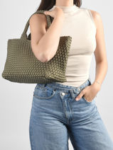 Sac Port� Main Tresse Nylon Knit & woven Vert tresse M2581-vue-porte