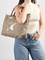 Sac Port� Main Star Polyester Ines de laure Marron star 1685161-vue-porte