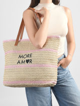 Shoulder Bag Plage Straw Gerard pasquier Pink plage P26031-vue-porte